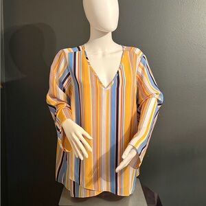 Zac & Rachel Multicolor Striped V-Neck Blouse SZ 1X